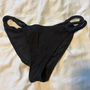 Chic Black Textured Bikini Bottom